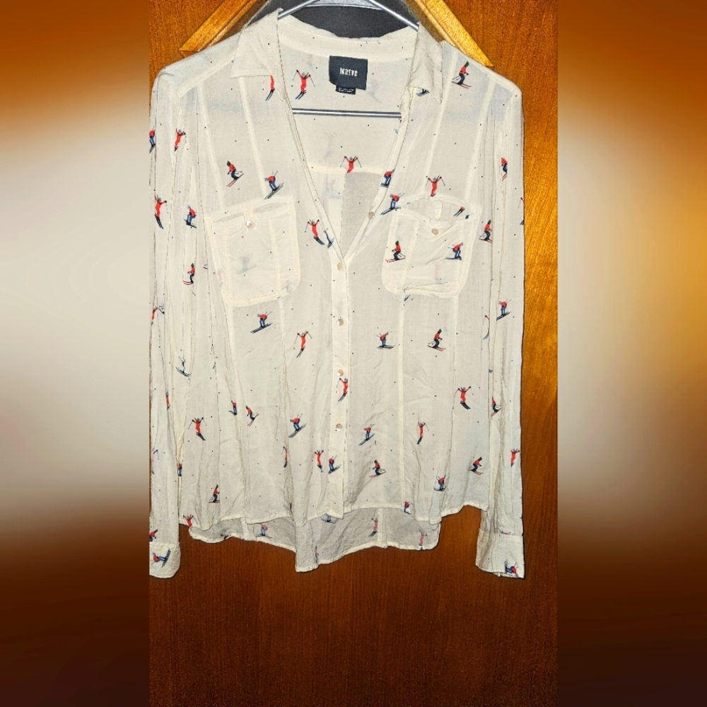 Maeve by Anthropologie Conversationalist Apres-Ski Button Up Blouse - Size 6